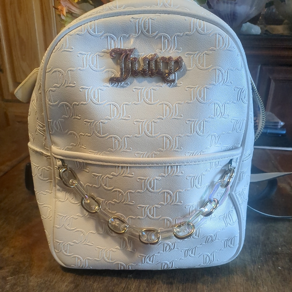 Juicy Couture Ivory Backpack with Gold Accents